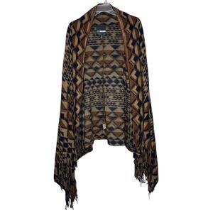 Anthropologie Plenty Tracy Reese Canton Vest Medium Large Fringe Wool Brown Boho